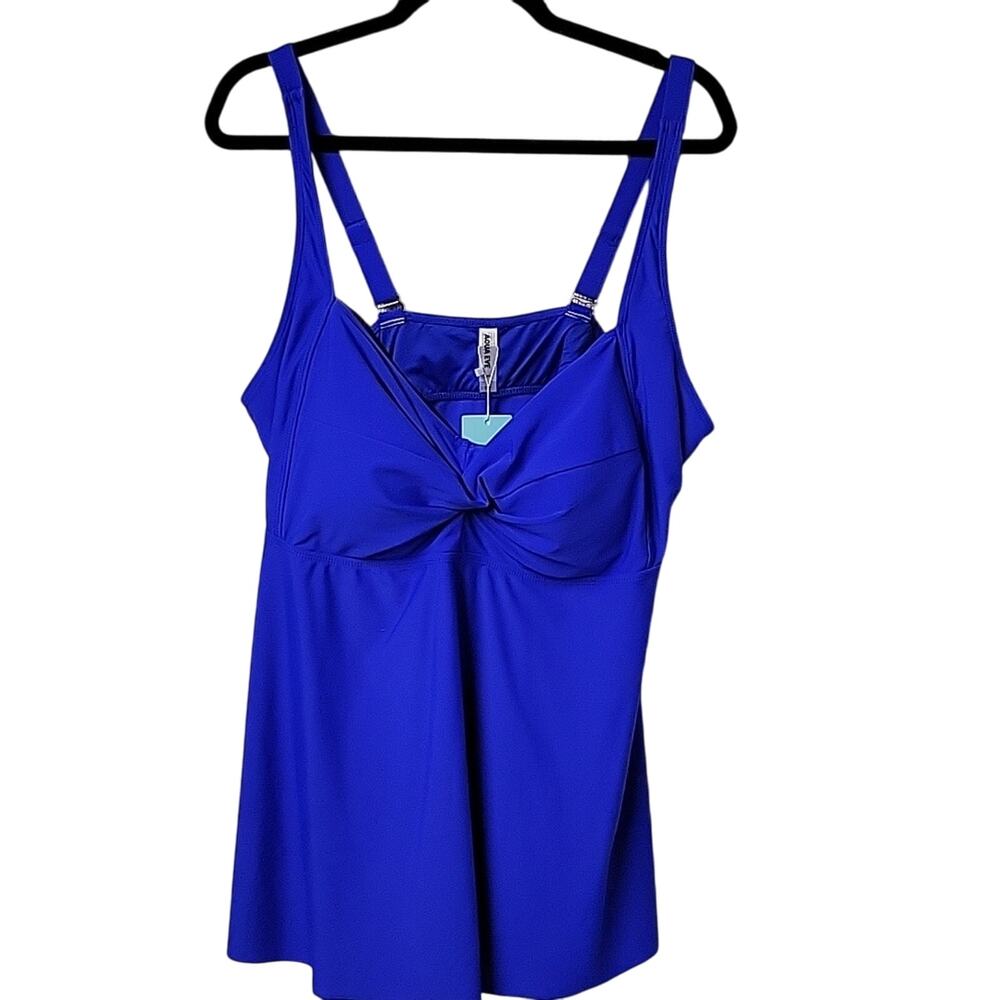 Aqua Eve Blue Swimsuit Tankini Top Womens Size 24W NWT